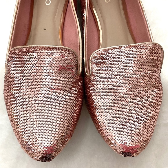 Pink ALDO Sequined Metallic Slip On Loafers Size 6.5 - Picture 4 of 11